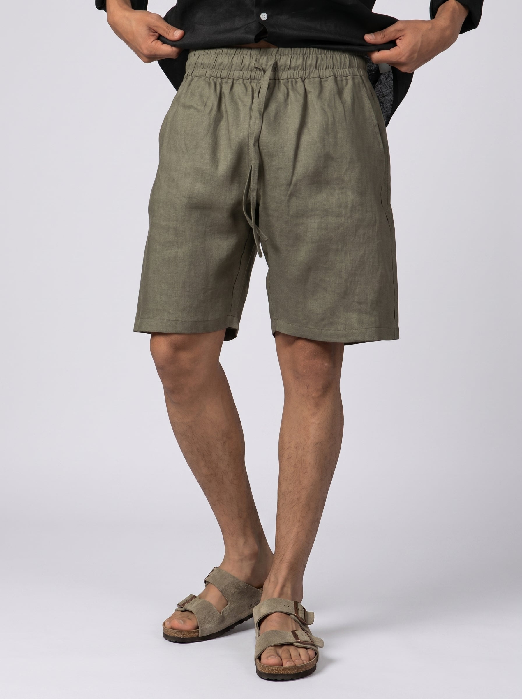 Linen short volume 2 in Olive