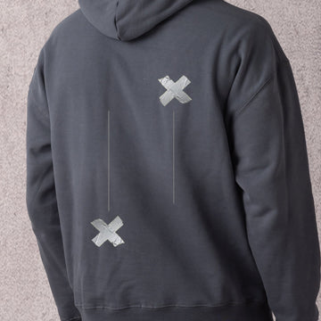 X sign hoodie in Dark Grey