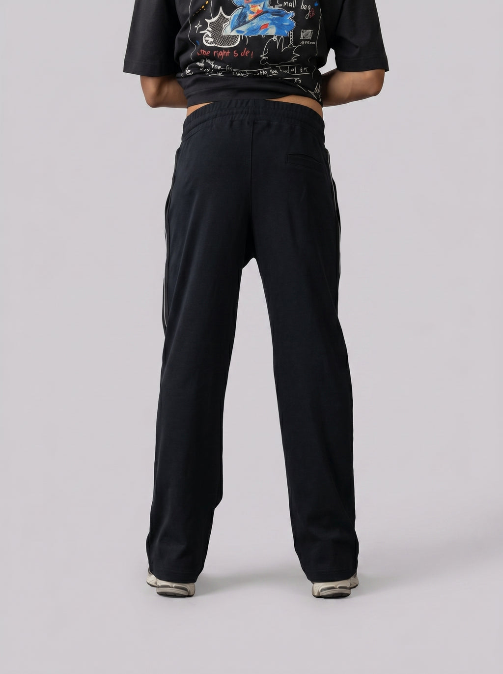 Oversized Stripe Sweatpants in Black