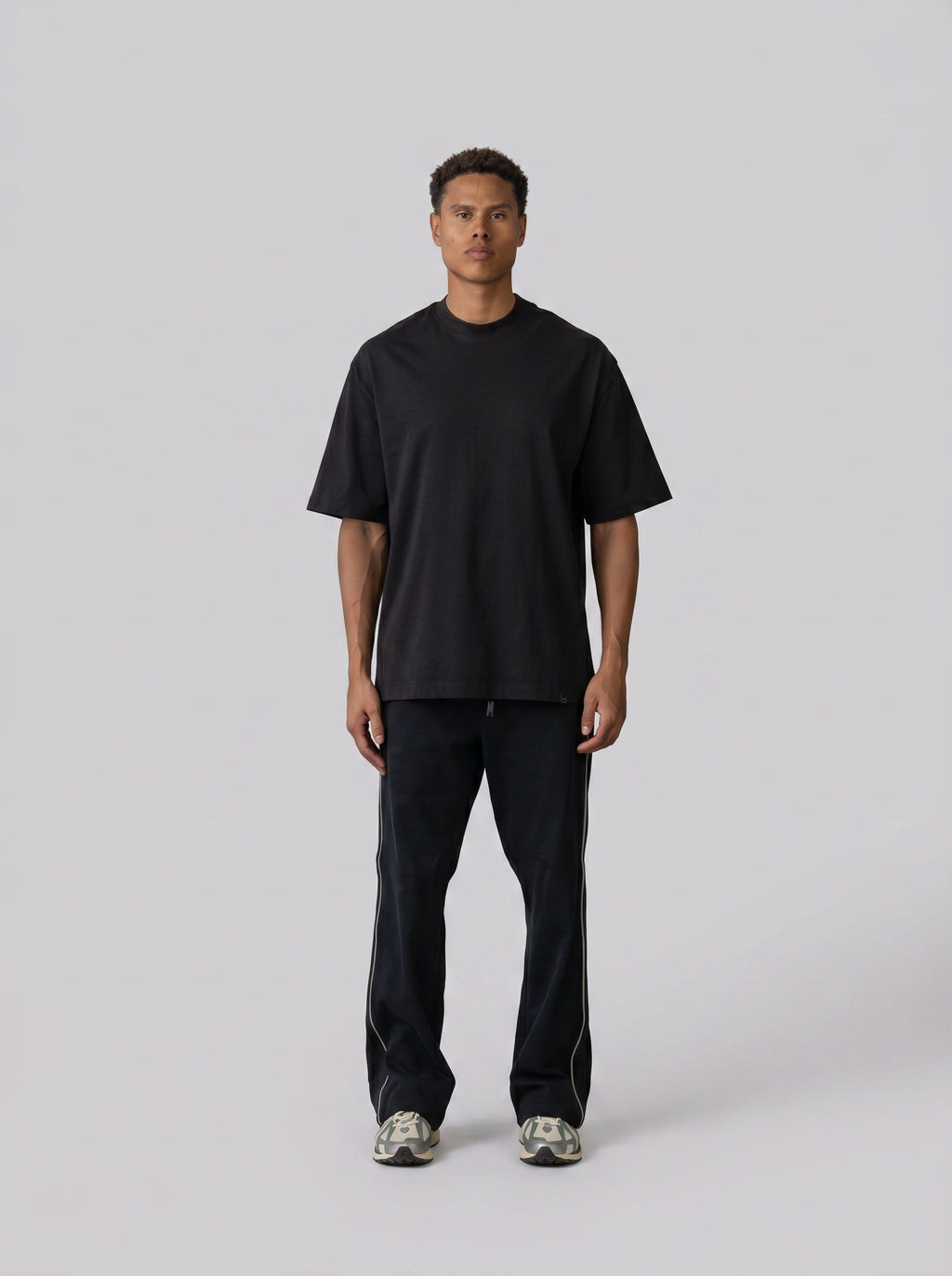 Oversized Stripe Sweatpants in Black