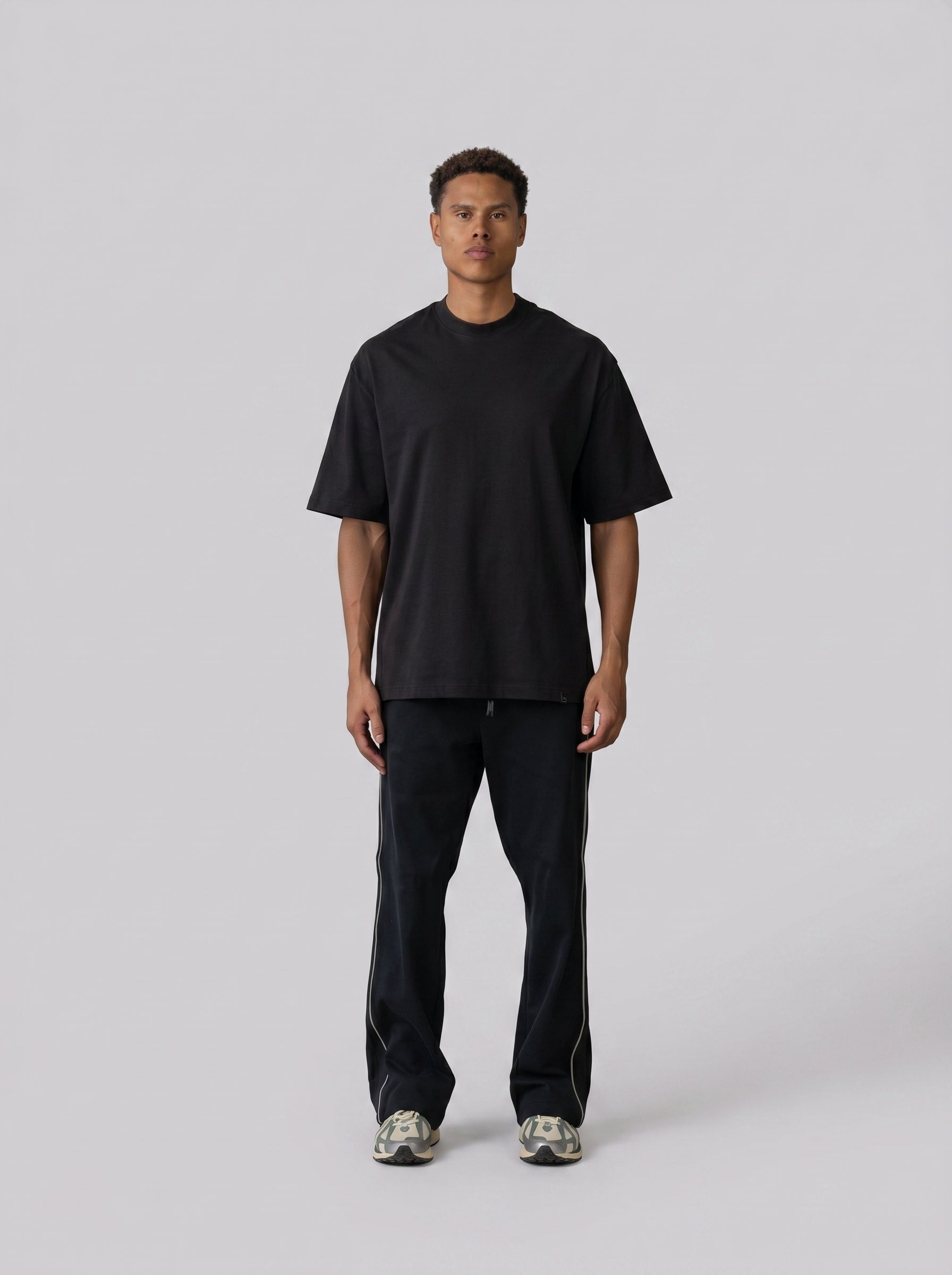Oversized Stripe Sweatpants in Black