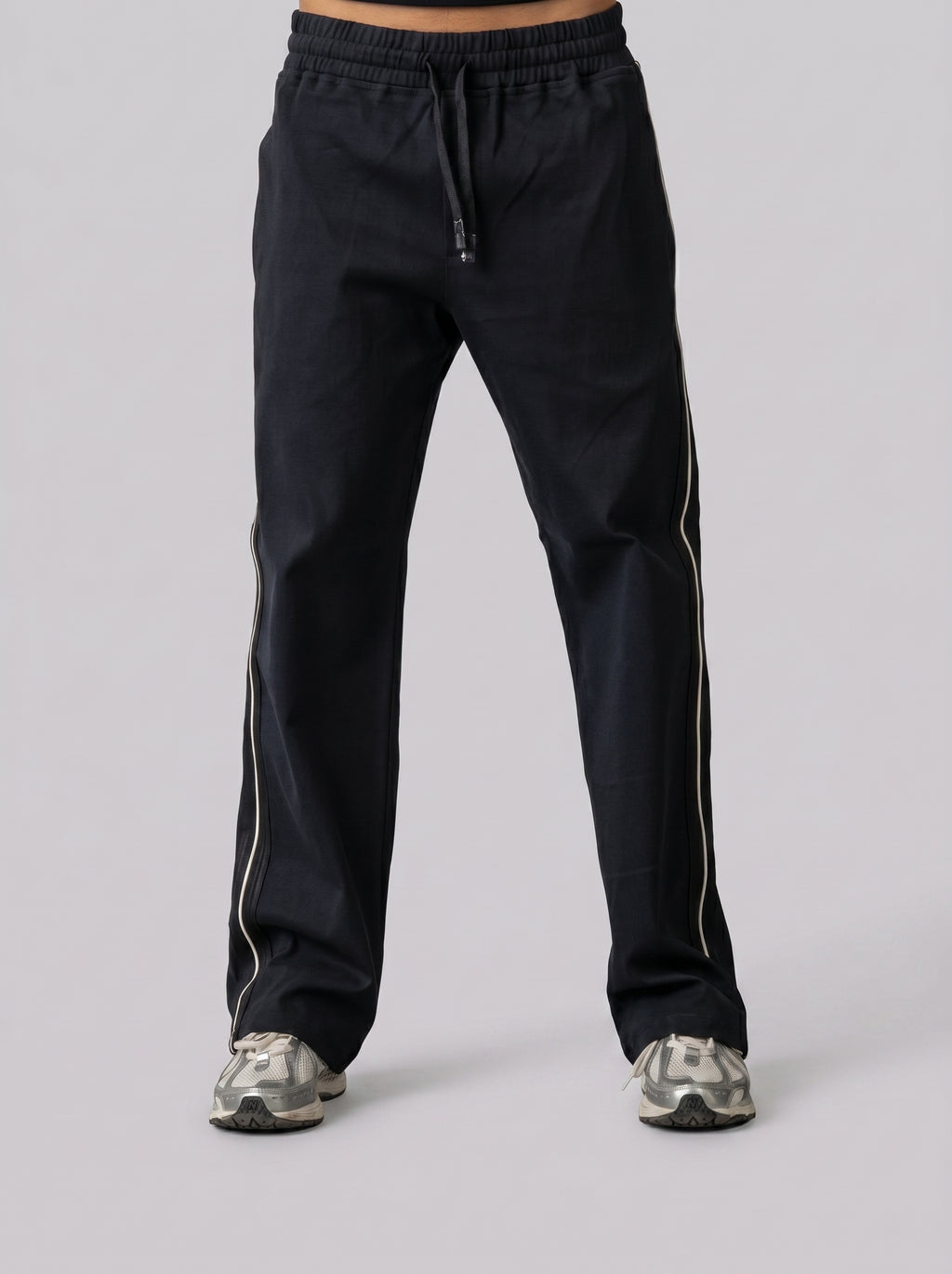 Oversized Stripe Sweatpants in Black