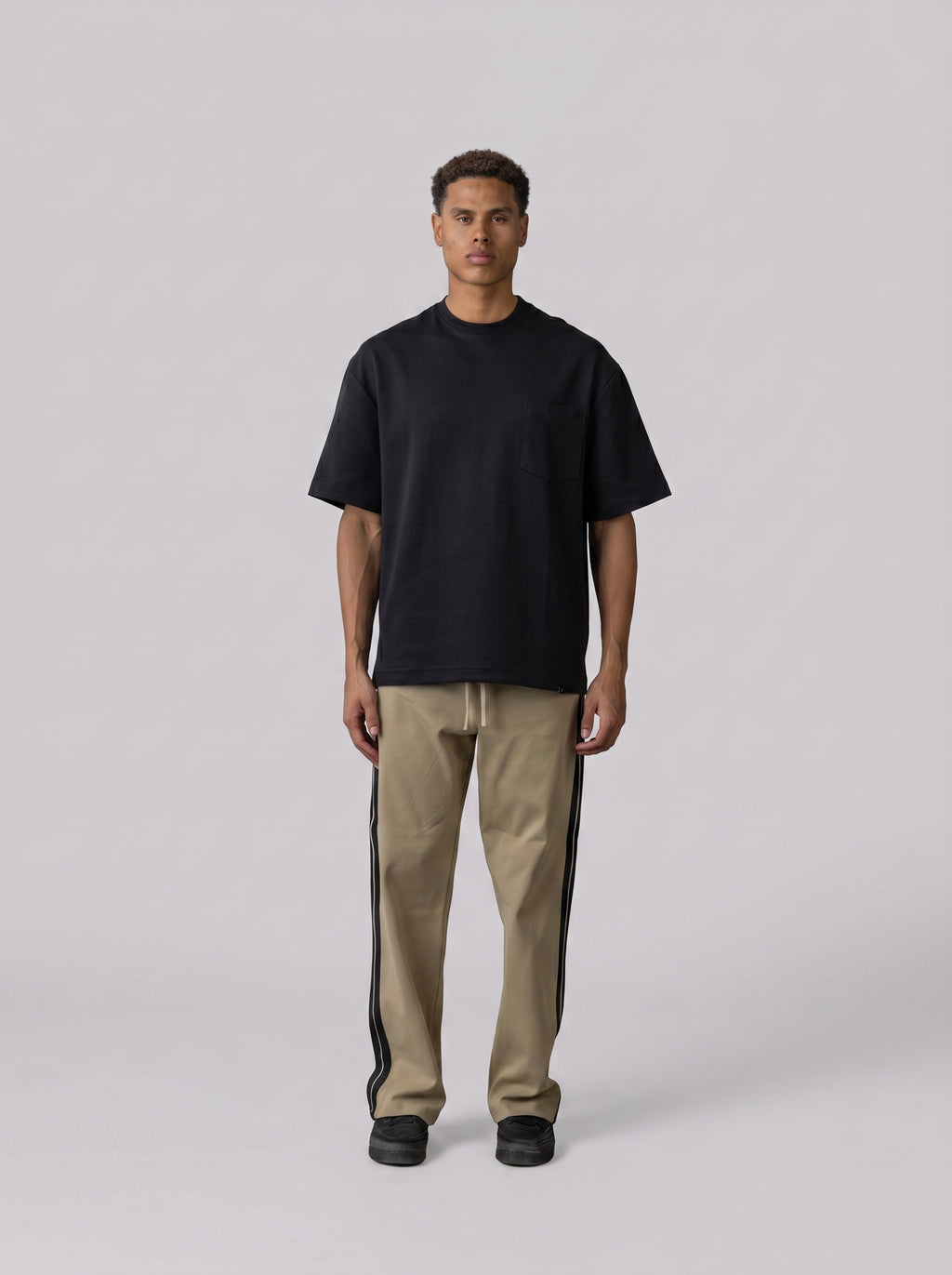 Oversized Stripe Sweatpants in Olive