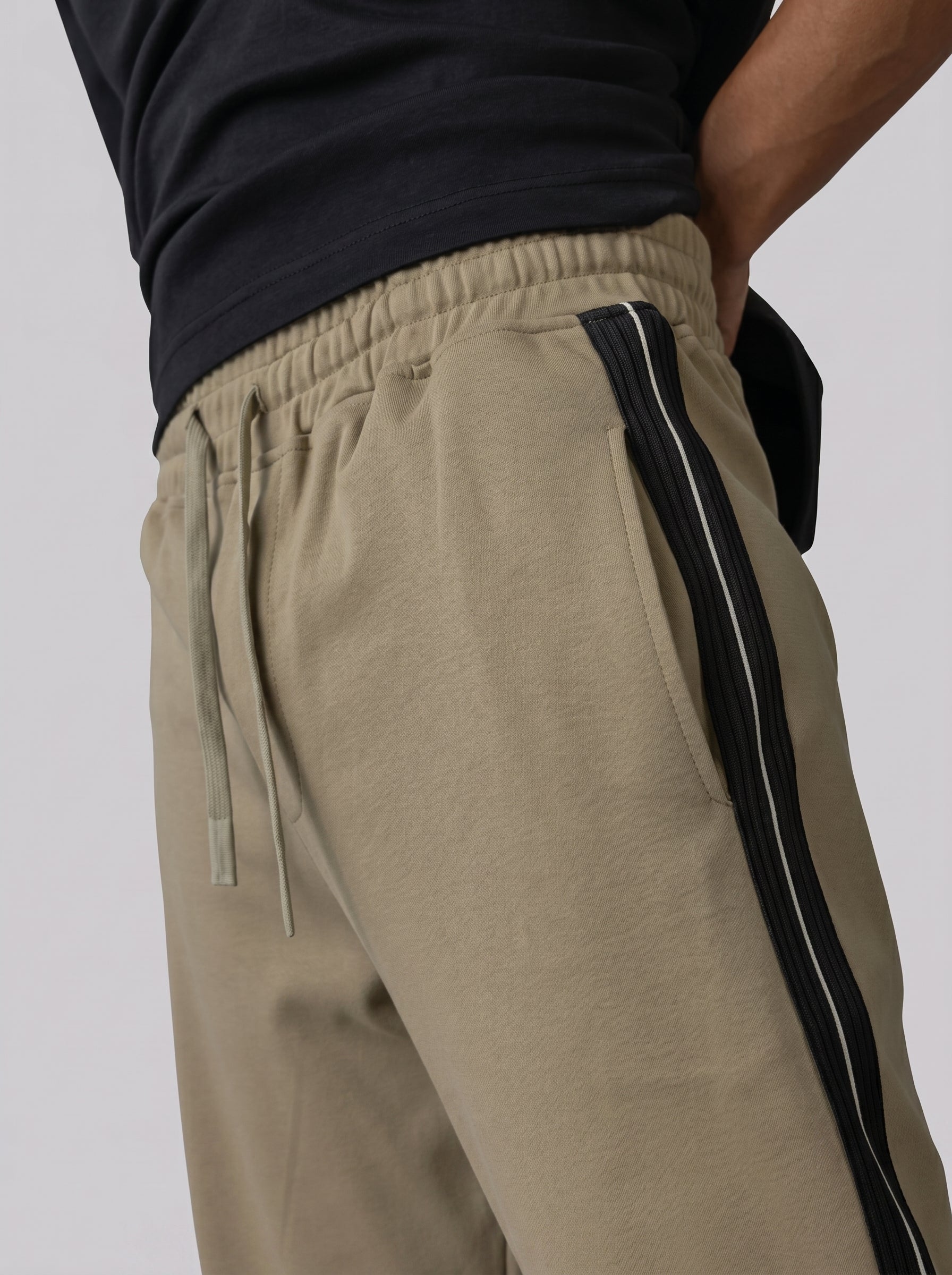 Oversized Stripe Sweatpants in Olive