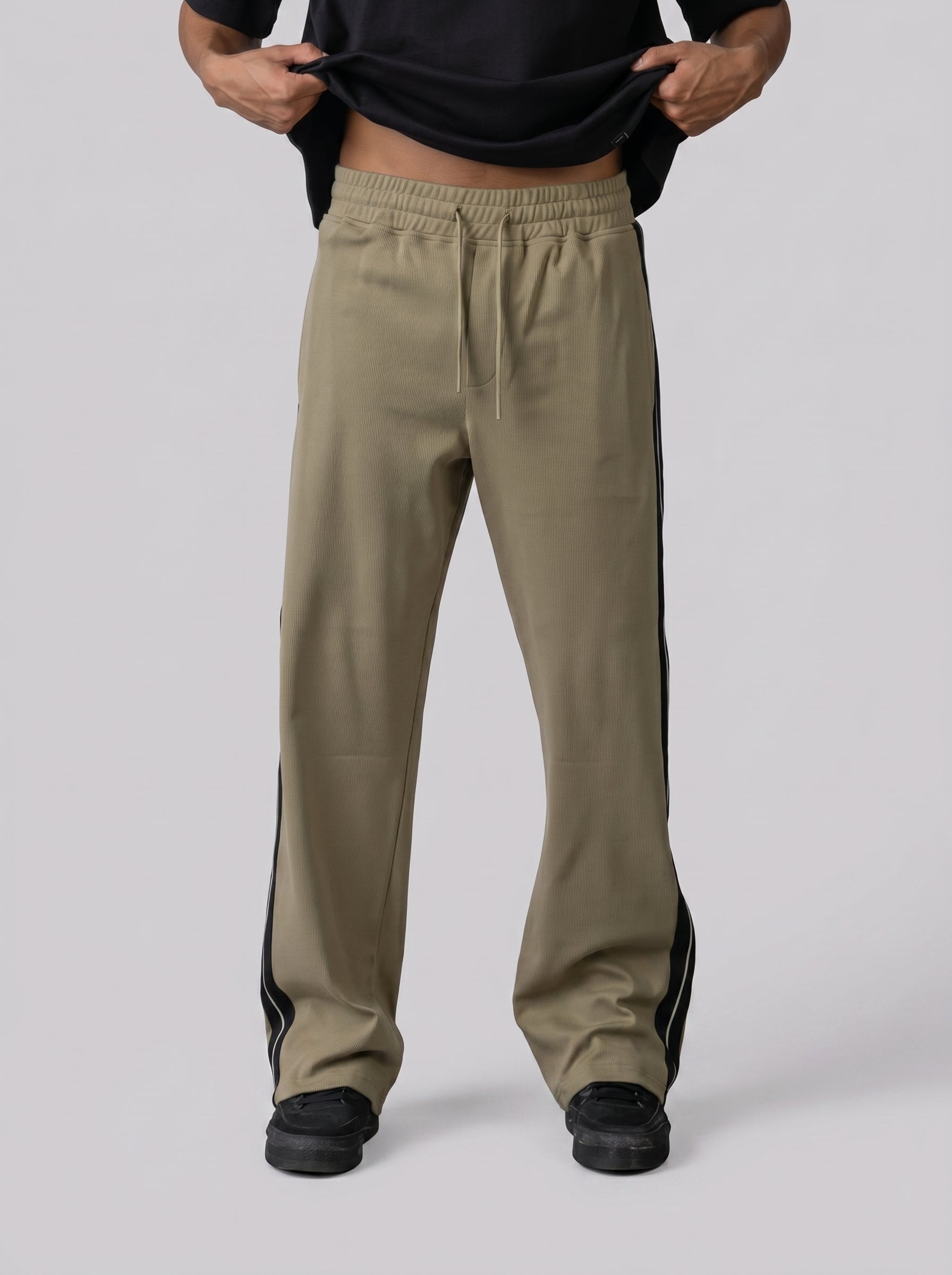 Oversized Stripe Sweatpants in Olive