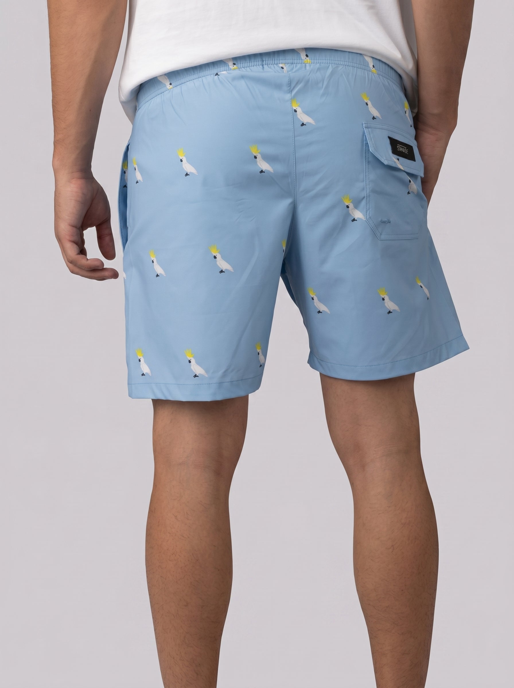 Parrot Print Swim Short in Baby blue