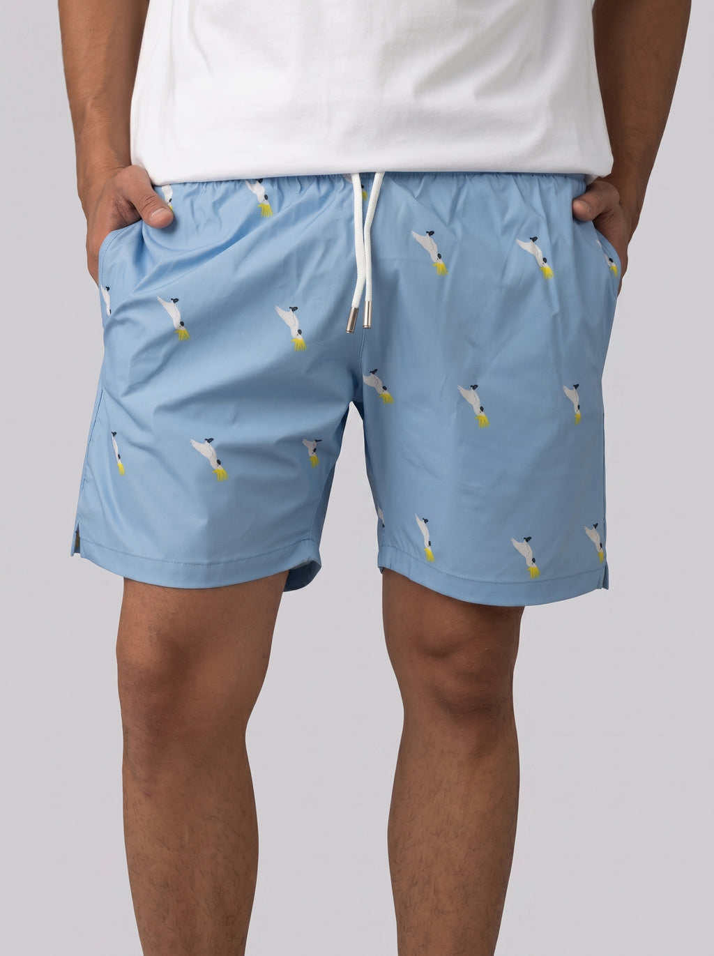 Parrot Print Swim Short in Baby blue