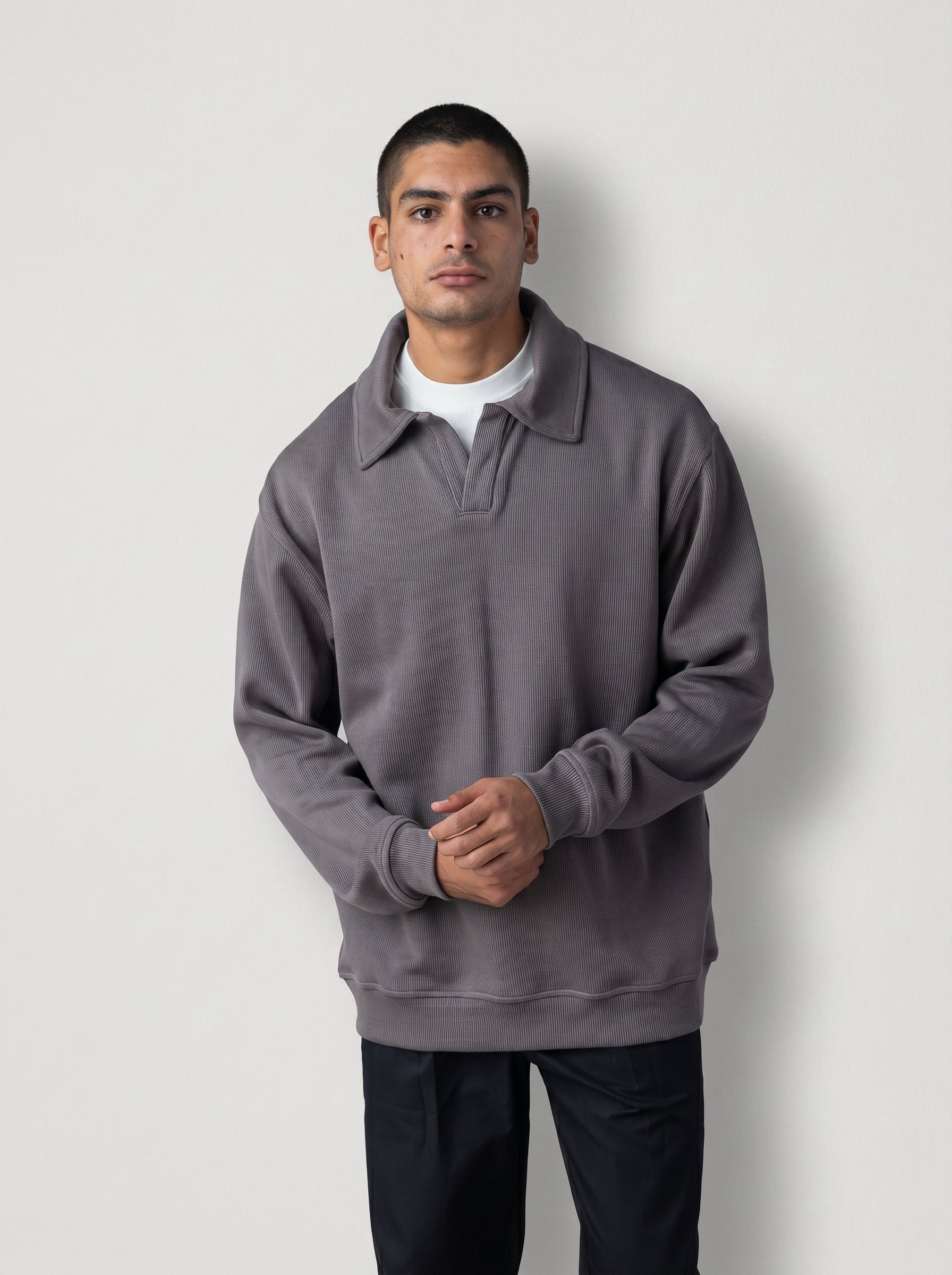 Polo Sweatshirt in Grey