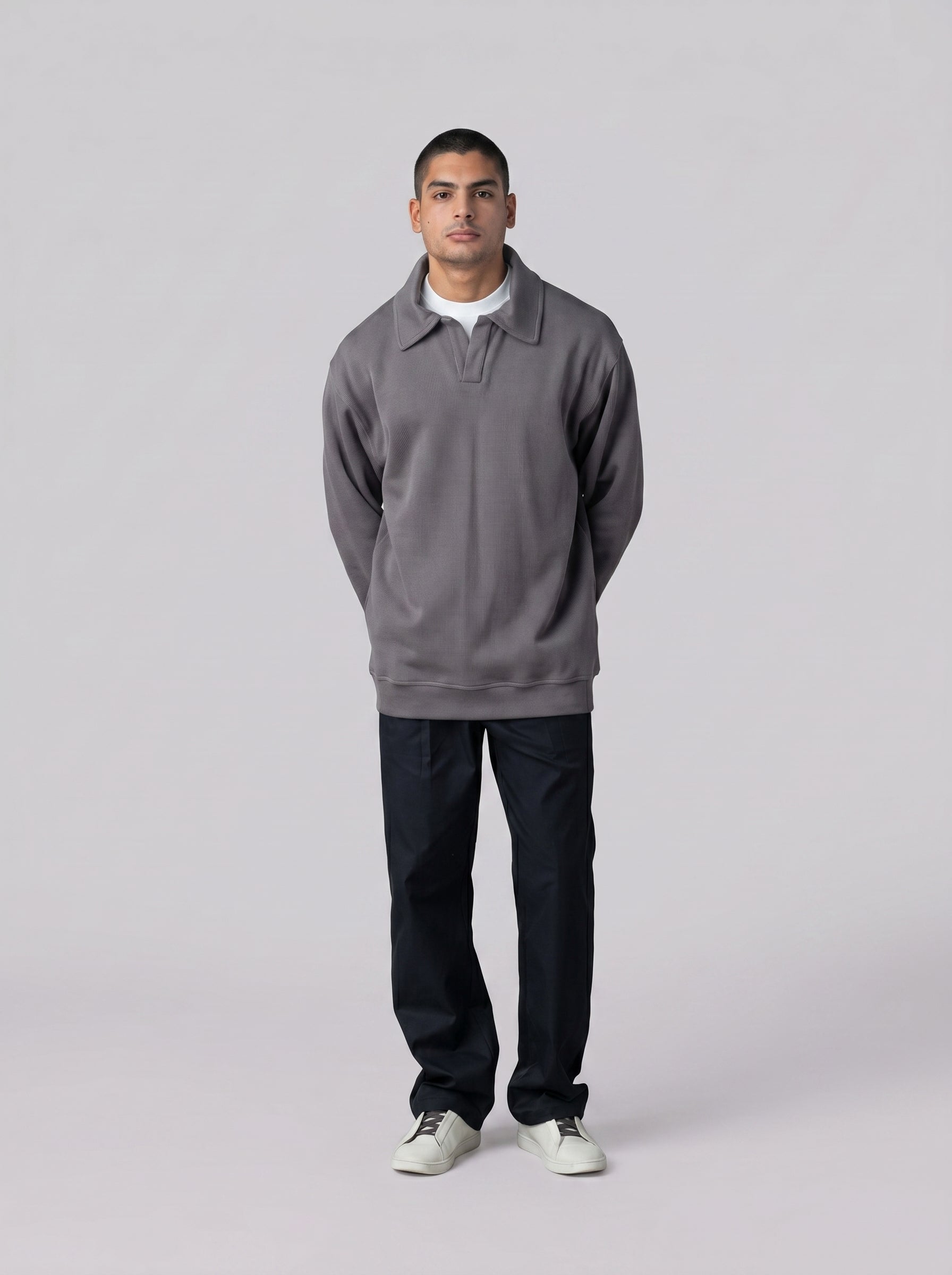 Polo Sweatshirt in Grey