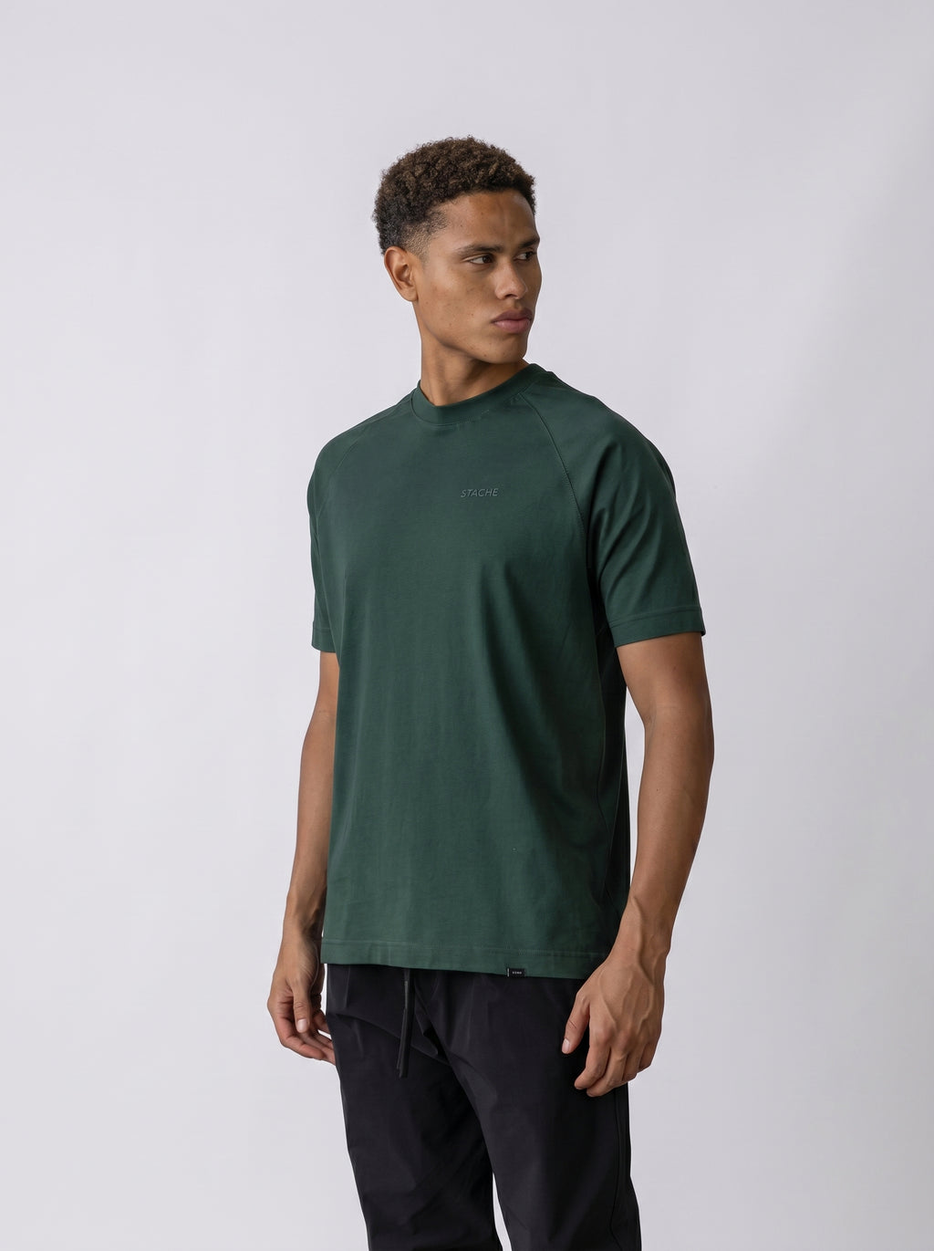 Raglan Rubber Logo T- Shirt  in Regular Fit in Olive
