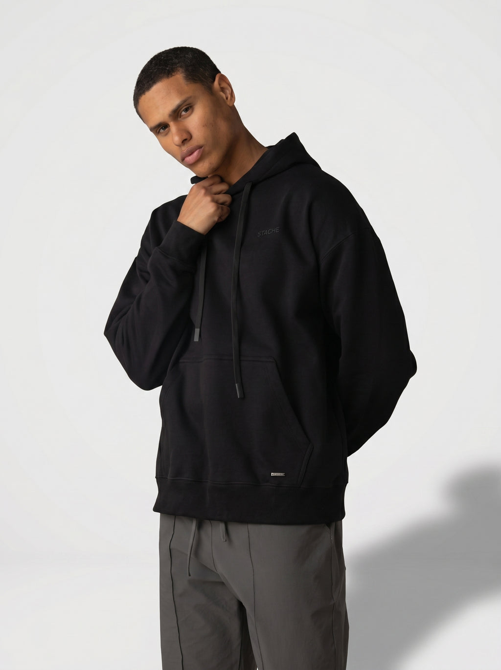 Rubber Logo Basic Hoodie in Black