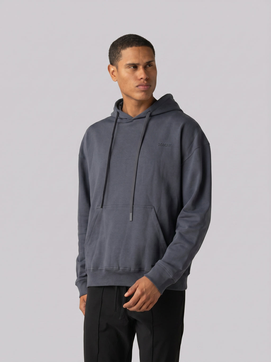 Rubber Logo Basic Hoodie in Dark Grey