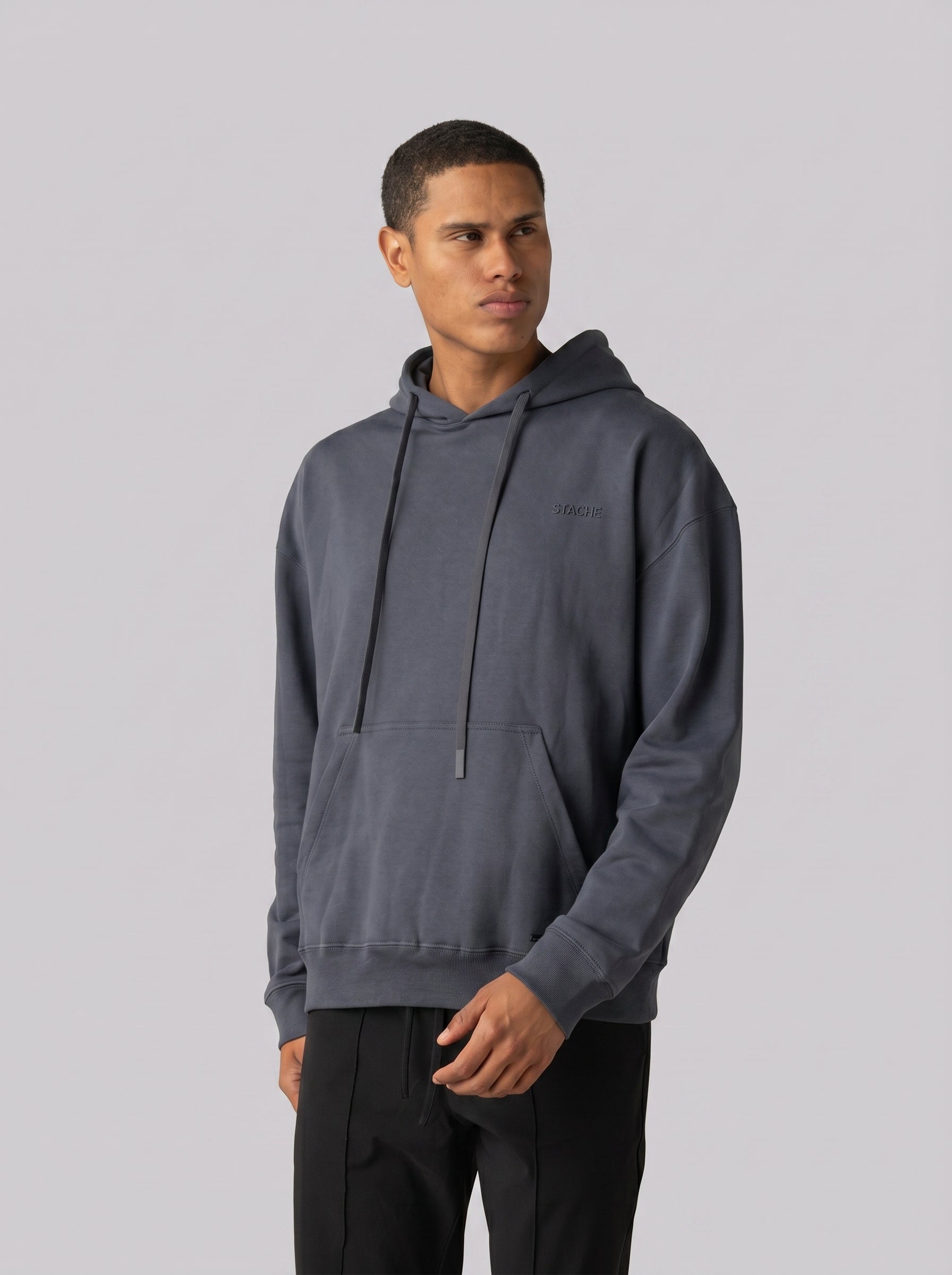 Rubber Logo Basic Hoodie in Dark Grey