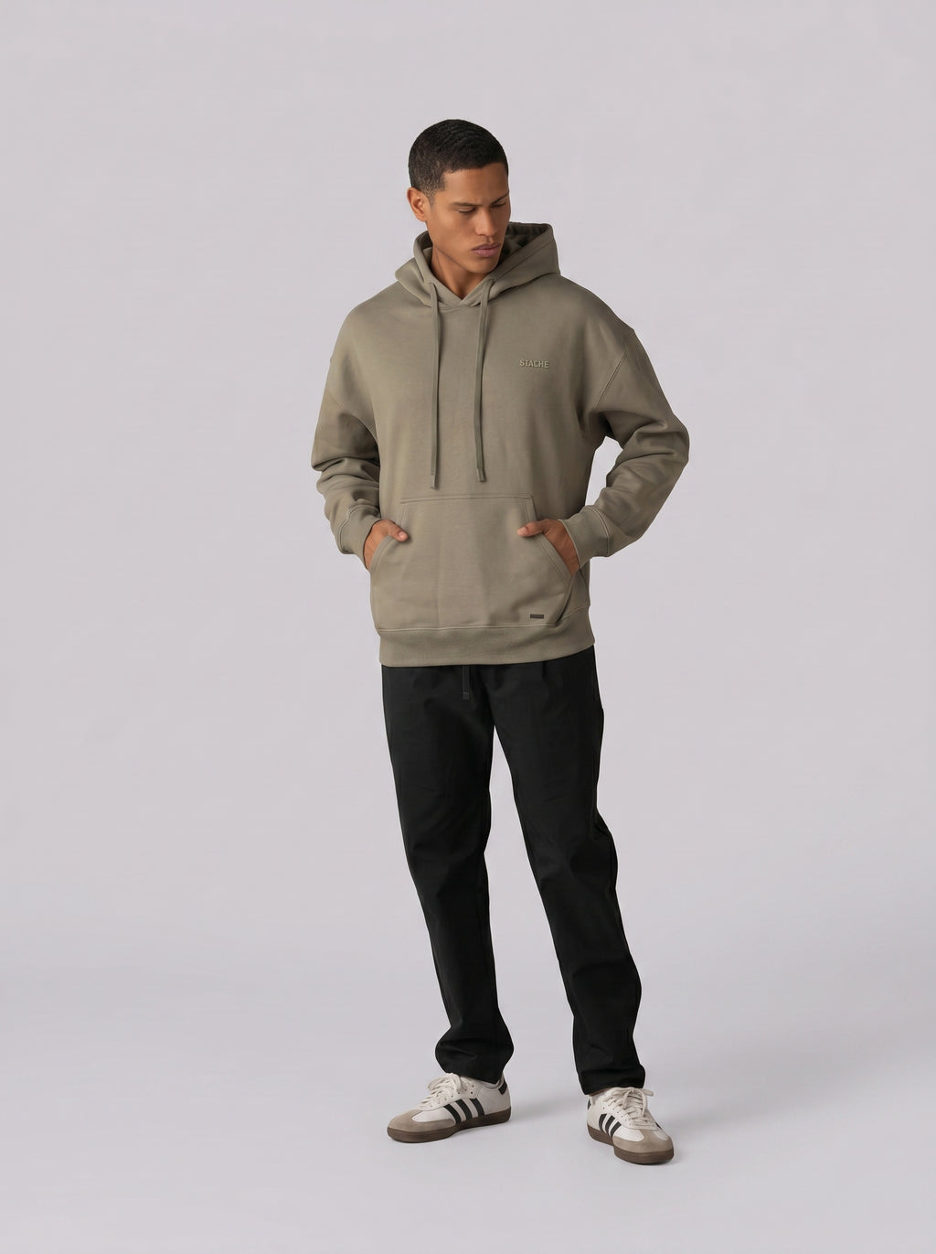 Rubber Logo Basic Hoodie in Olive