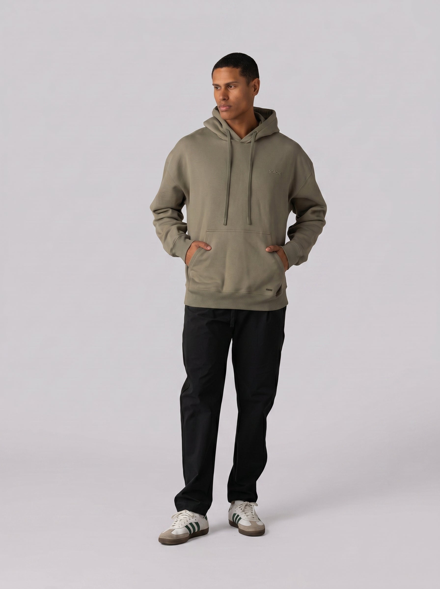 Rubber Logo Basic Hoodie in Olive
