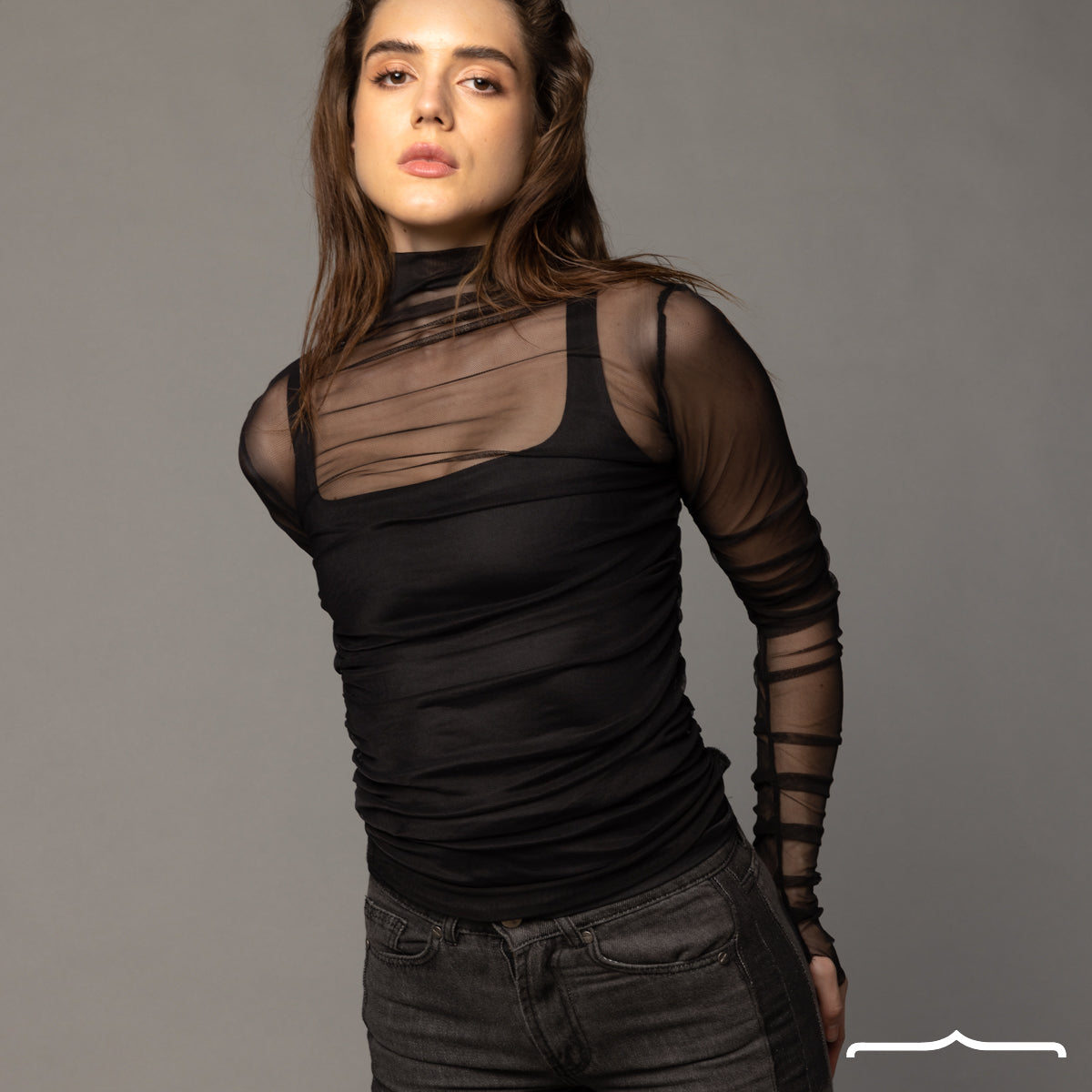 Double Layer Mesh top in Black