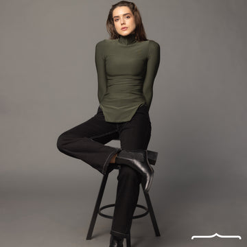 High Neck Top in Olive