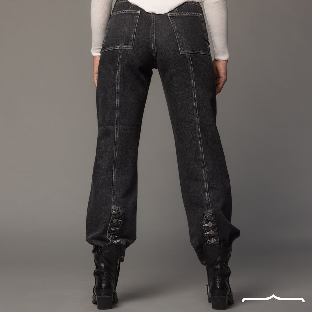 Stitched Jeans in Washed Grey