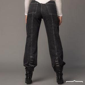 Stitched Jeans in Washed Grey