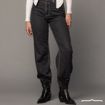 Stitched Jeans in Washed Grey