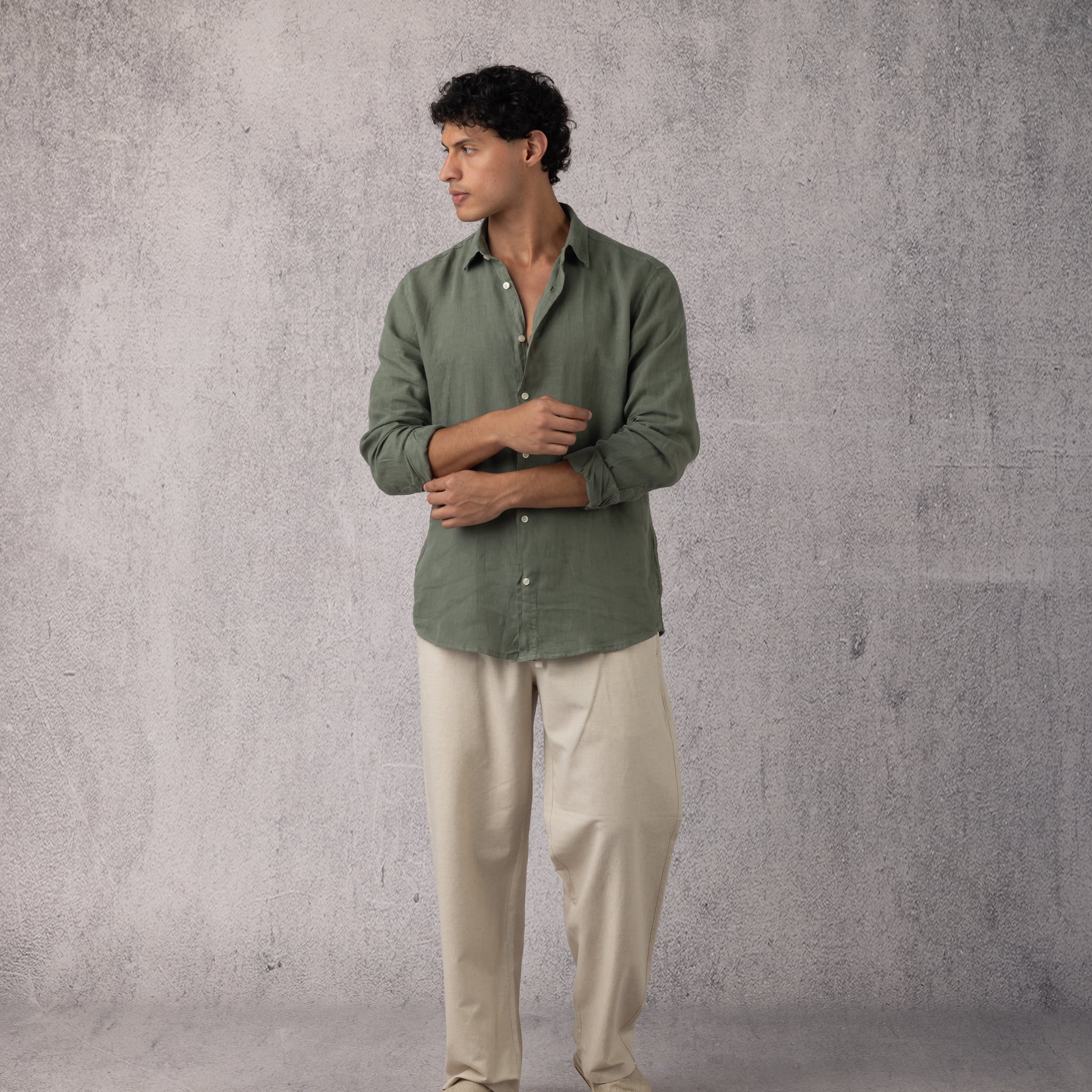 Linen Relaxed Pants in Beige