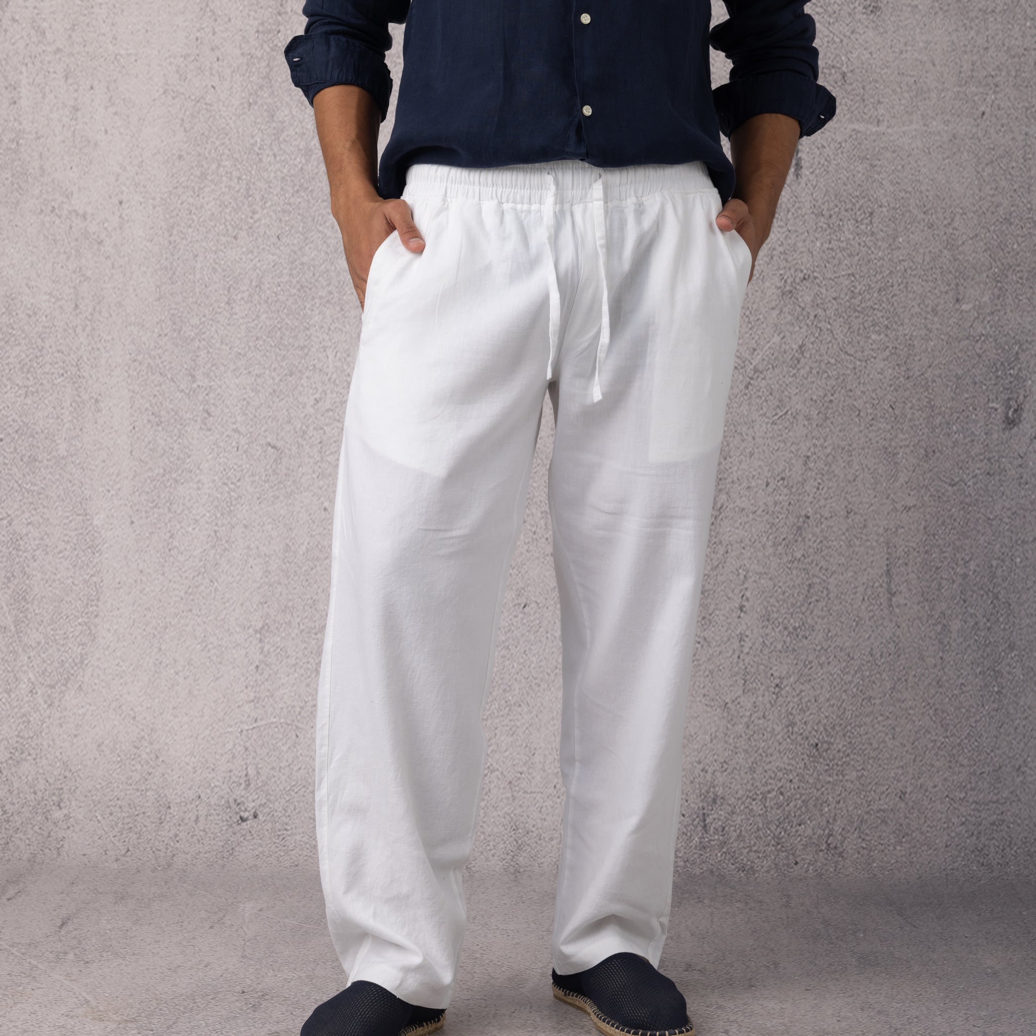 Linen Relaxed Pants in White