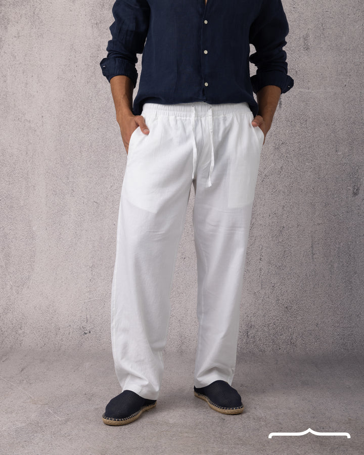Linen Relaxed Pants in White
