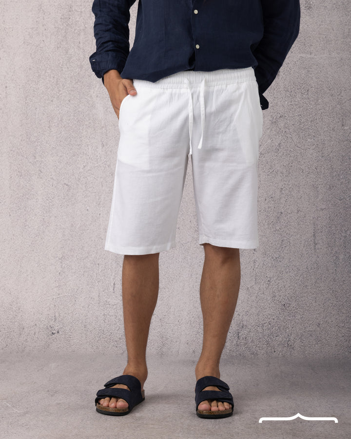 Linen Drawstring Short in White