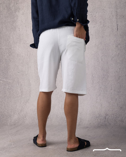 Linen Drawstring Short in White
