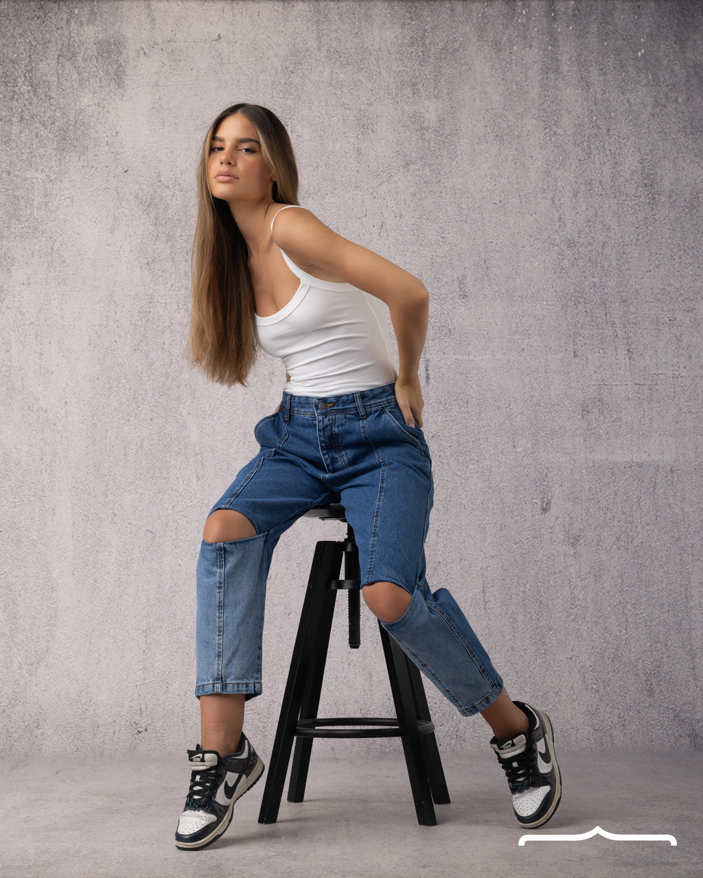 Cutout Denim in Blue for women