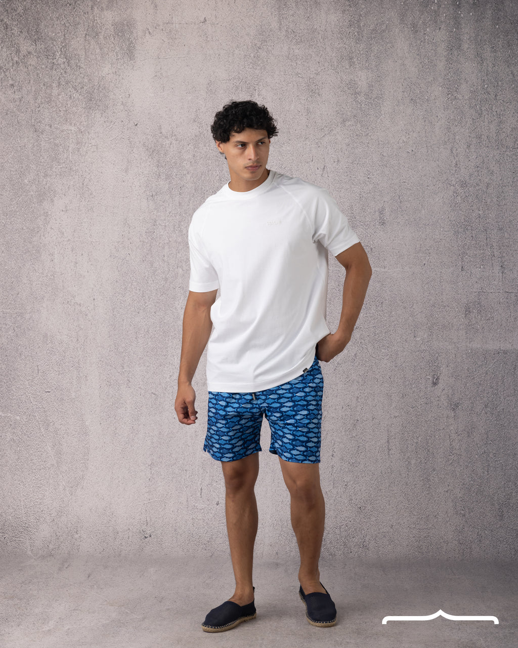 MEN'S Fish Printed Swim Short in Blue