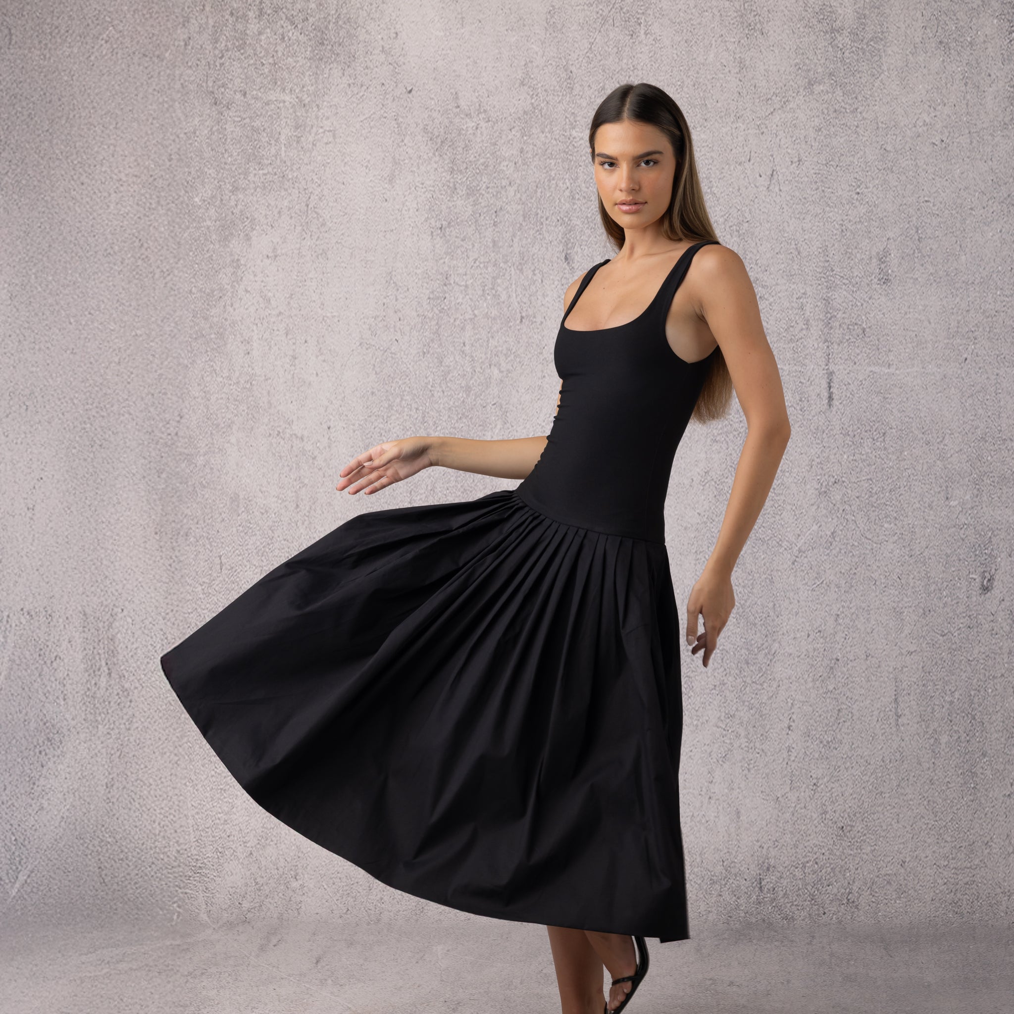 The Audrey Drop-Waist Dress in Black