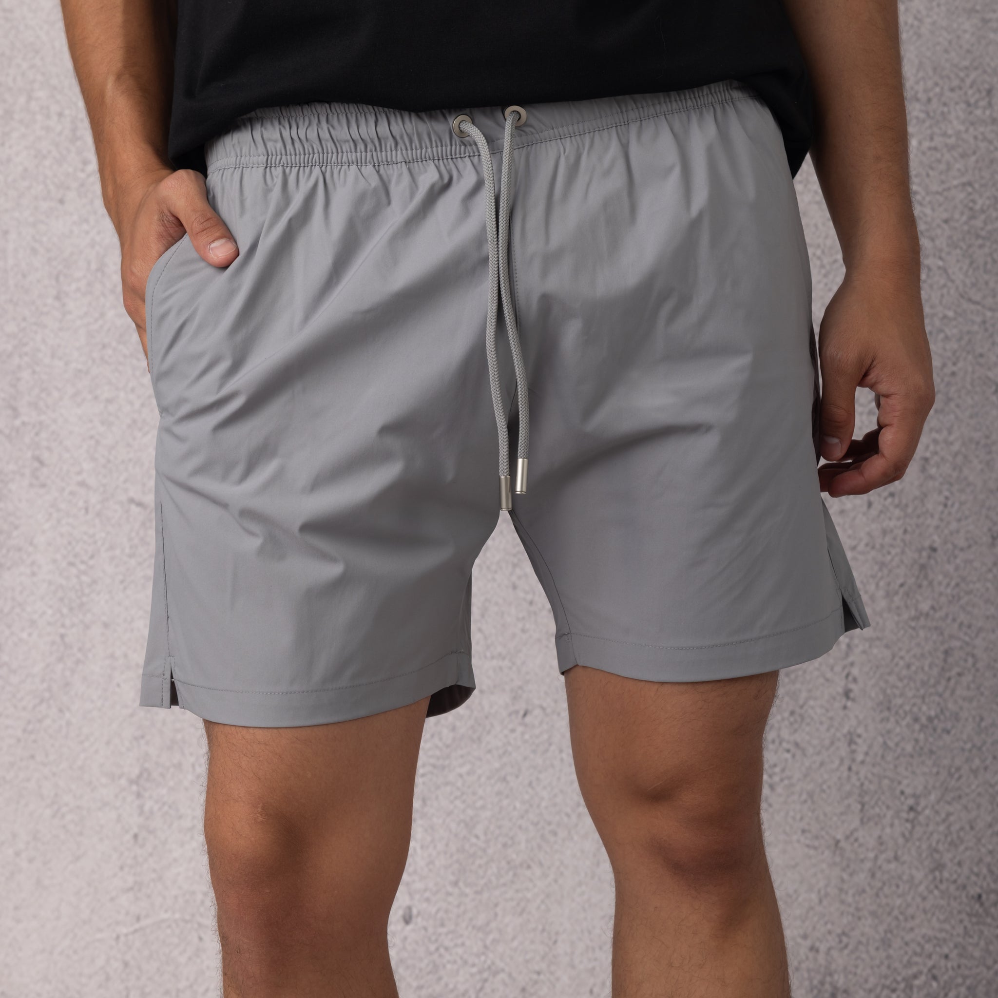 Solid Swim Short in Light Grey