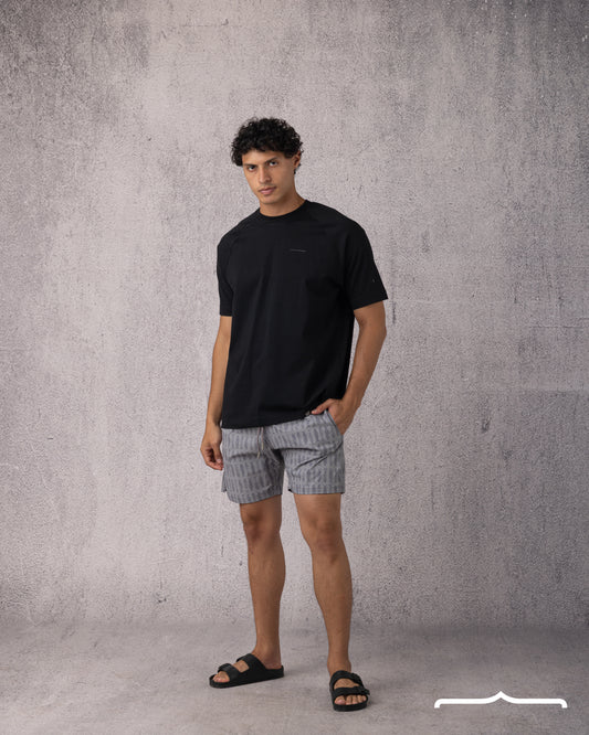 Fish Skull Print Swim Short in Grey