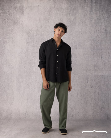 Linen Relaxed Pants in Olive