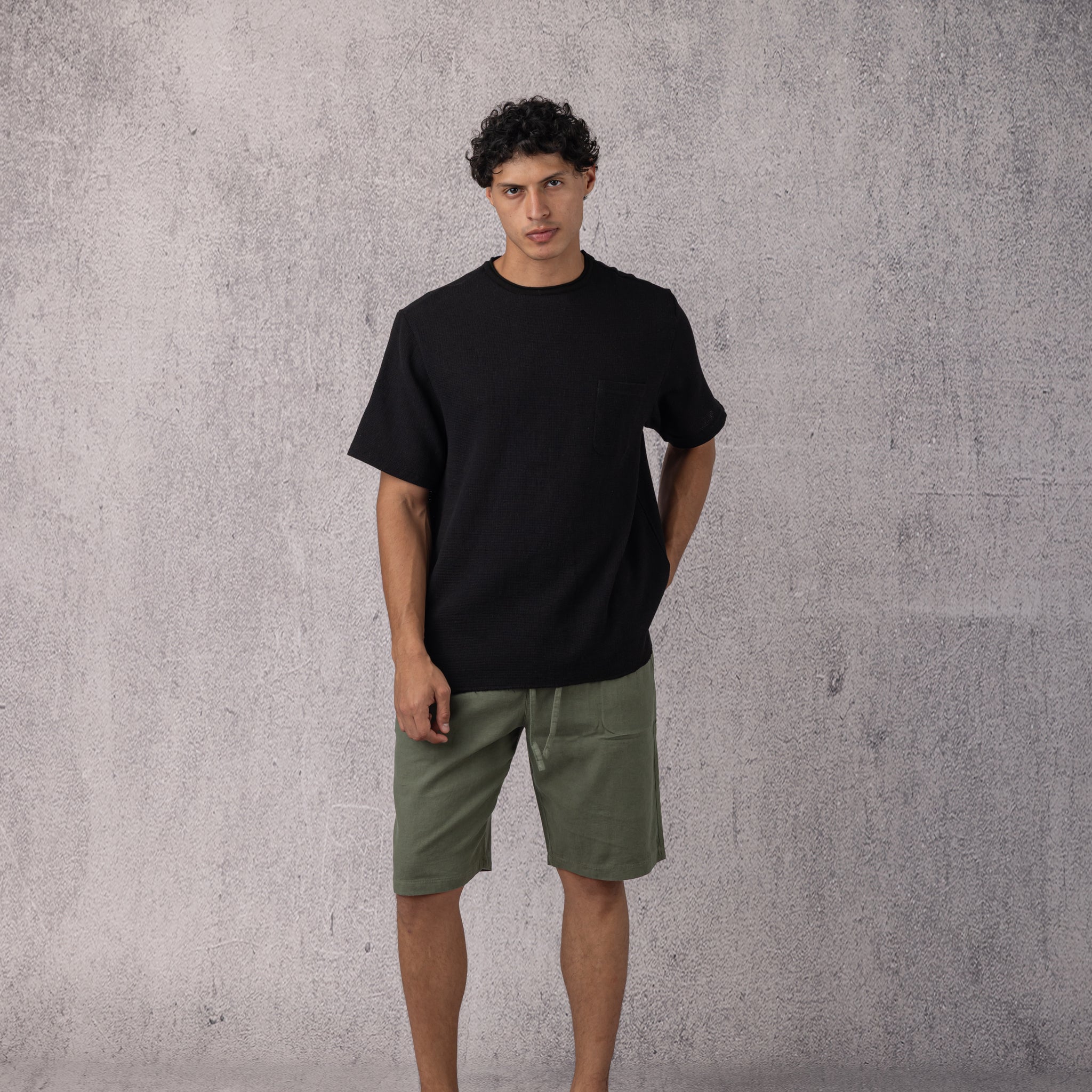 Linen Drawstring Short in Olive