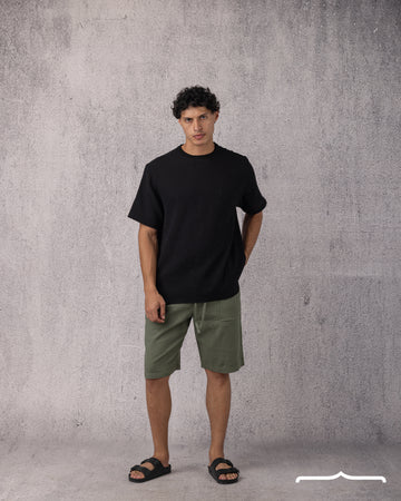 Linen Drawstring Short in Olive