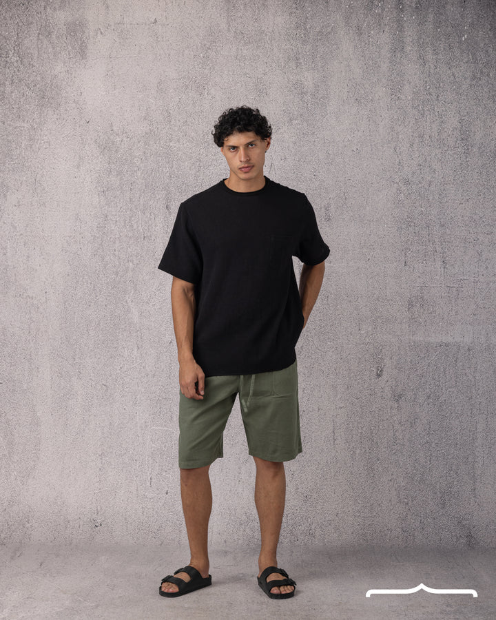 Linen Drawstring Short in Olive