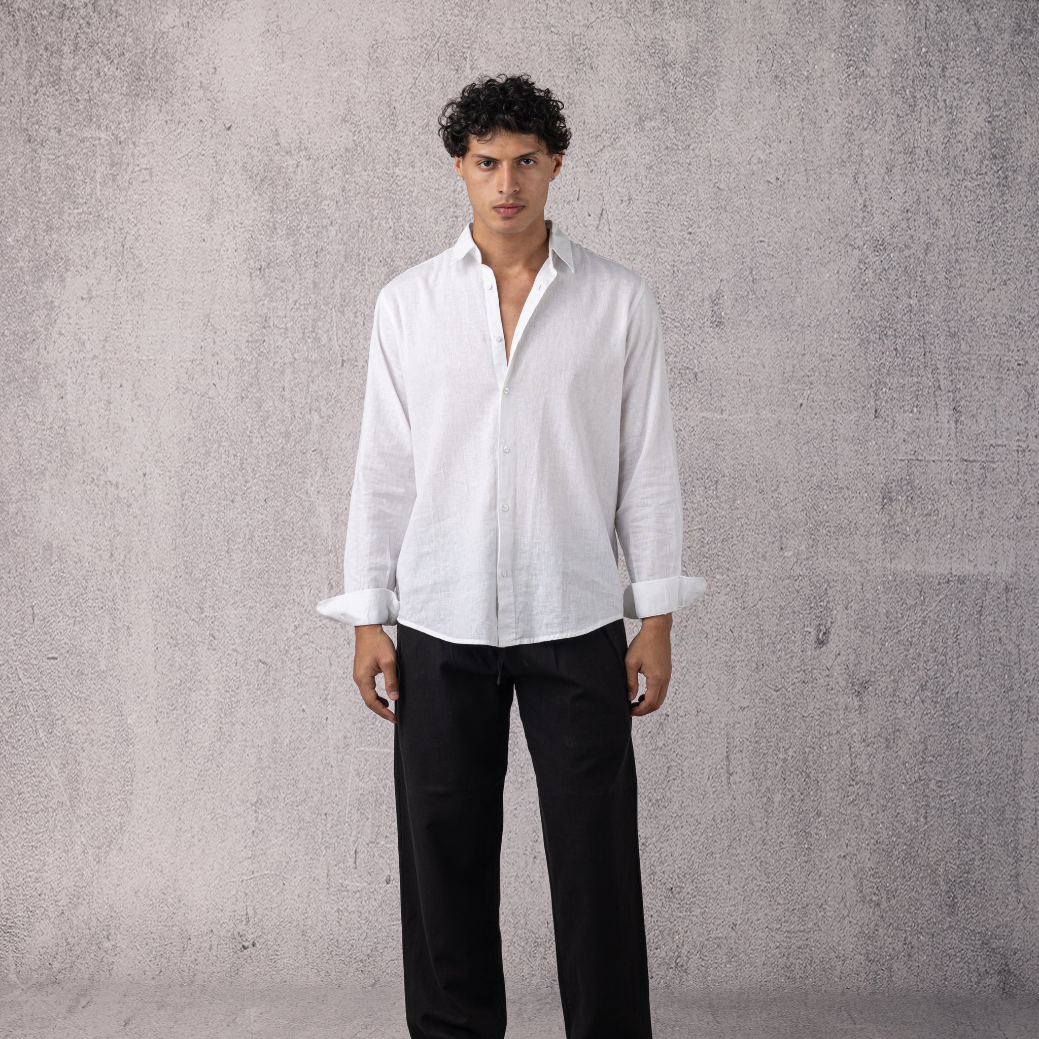 Linen Relaxed Pants in Black