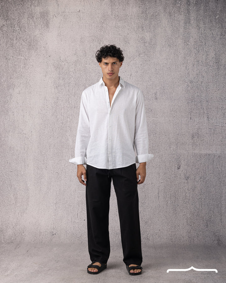 Linen Relaxed Pants in Black