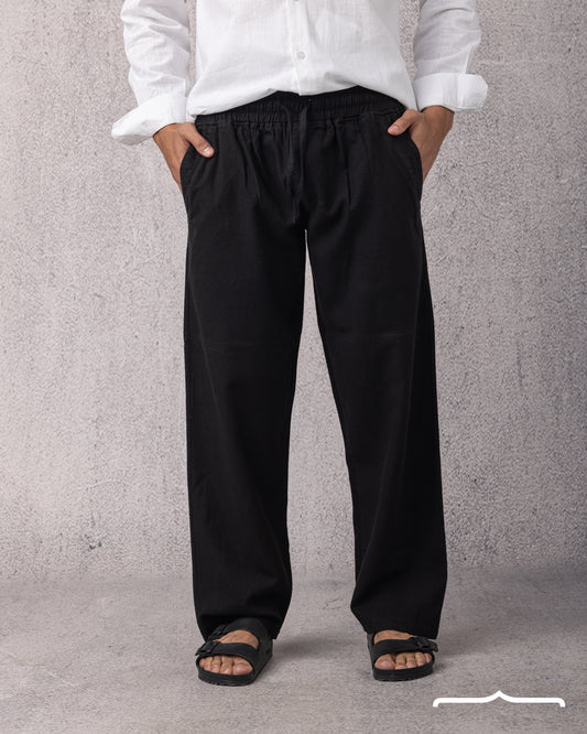 Linen Relaxed Pants in Black