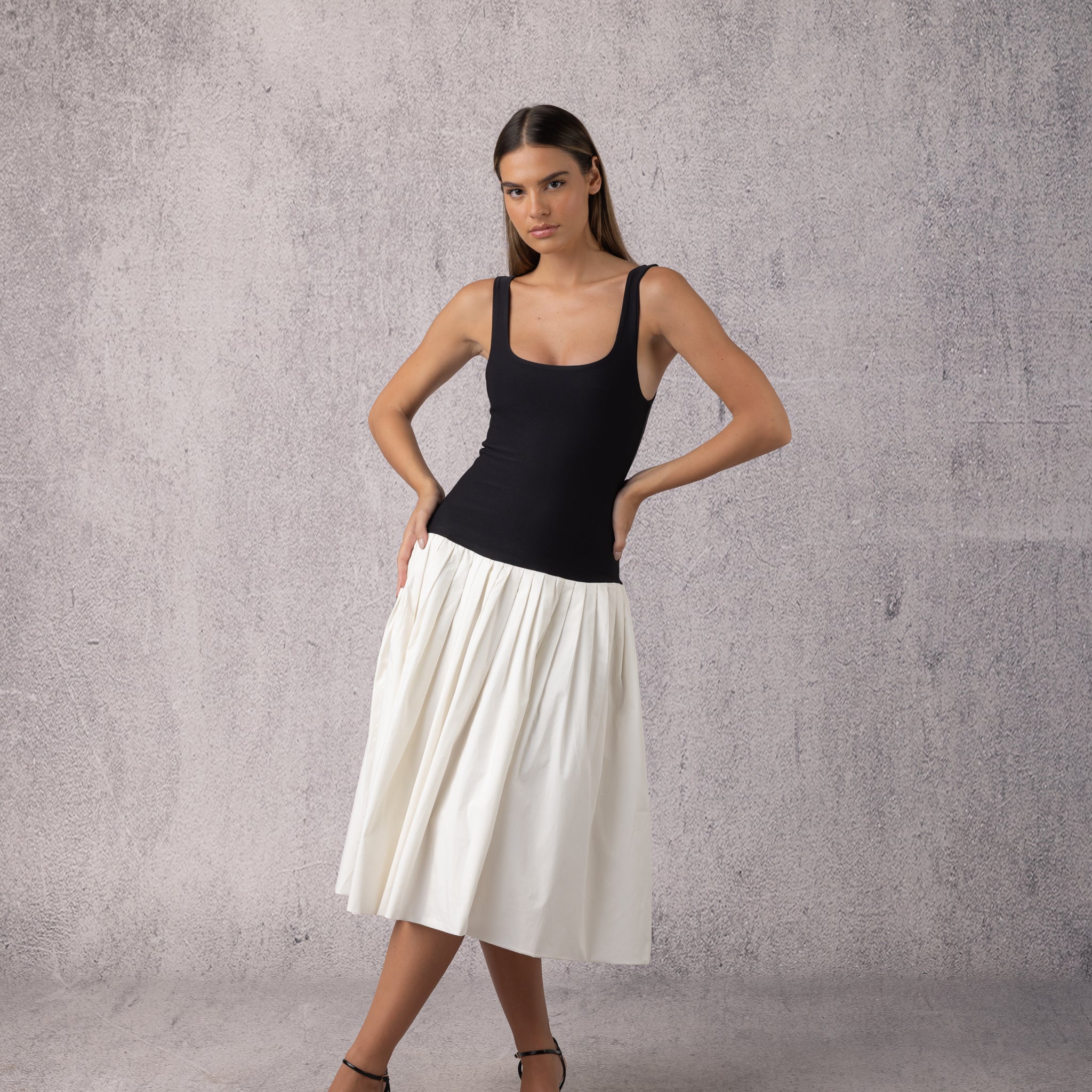 The Audrey Drop-Waist Dress in White