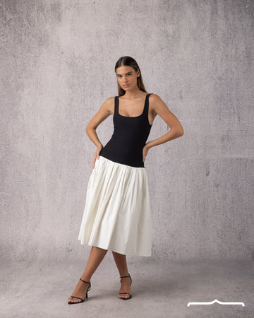 The Audrey Drop-Waist Dress in White