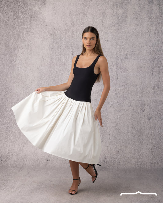 The Audrey Drop-Waist Dress in White
