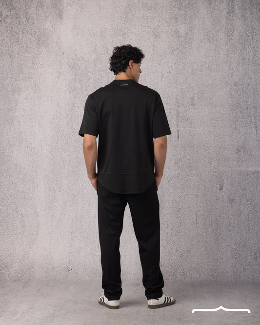 Edge-Cut Oversized Tee in Black