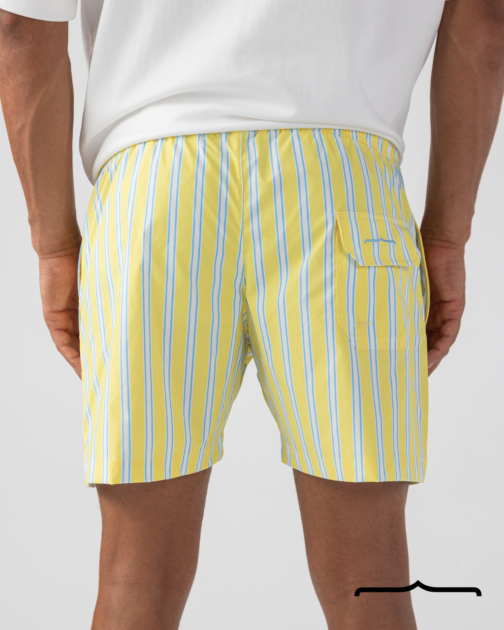 Riviera Stripe Swim Shorts Yellow x Azure Blue