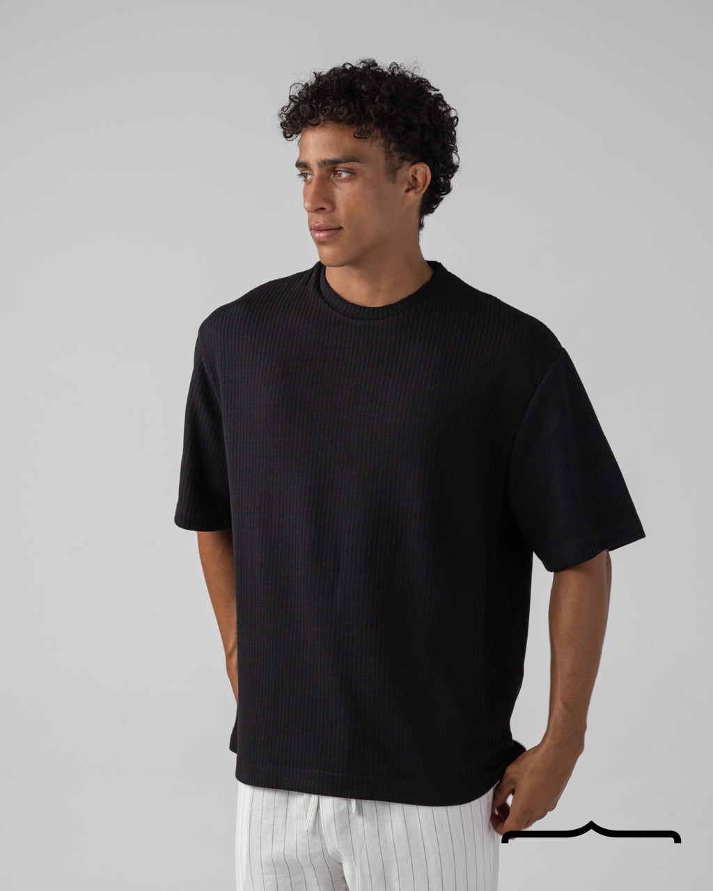 Textured Oversize Tee Volume 2 in Black