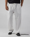 Linen striped Pants in White