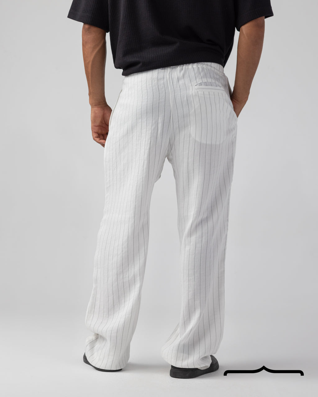 Linen striped Pants in White