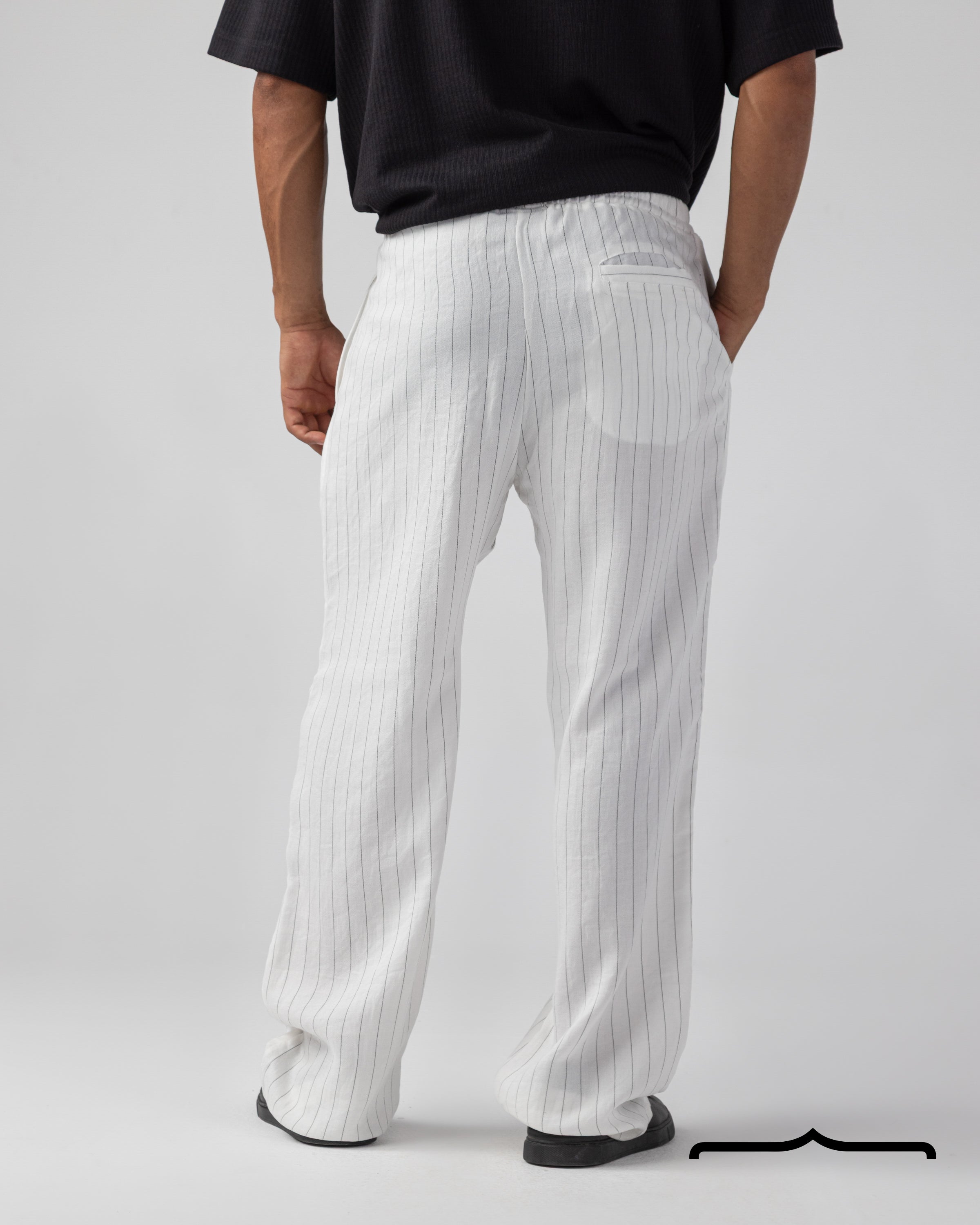 Linen striped Pants in White